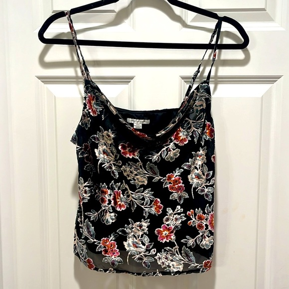 NWT American Eagle VELVET burnout floral Cowl Neck Tank S - Picture 2 of 9